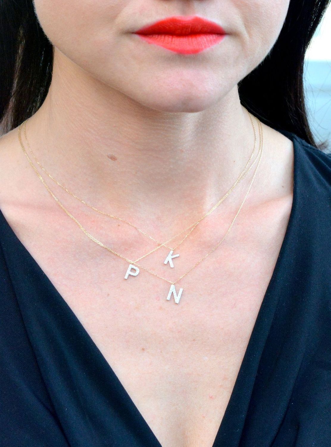 Złoty naszyjnik DIAMENT celebrytka 585 z literką N i diamencikiem N09118 Y C. Złoty naszyjnik celebrytka z modną zawieszką w kształcie litery N.jpg